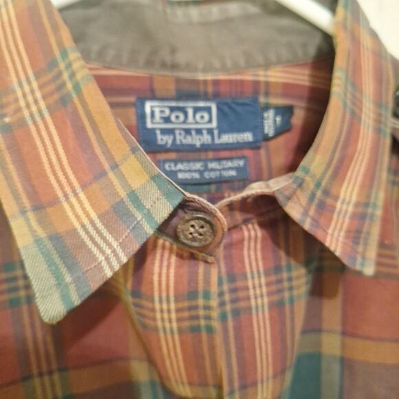 Polo by Ralph Lauren Classic Military Red Plaid Long Sleeve Button Shirt Mens L - Picture 2 of 8